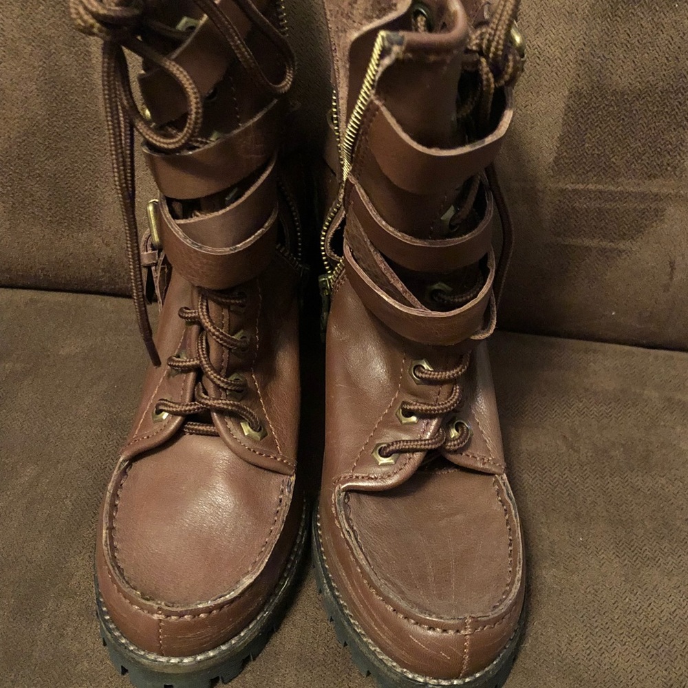 ASH Winona Lug Boot in Castagna  with Buckles